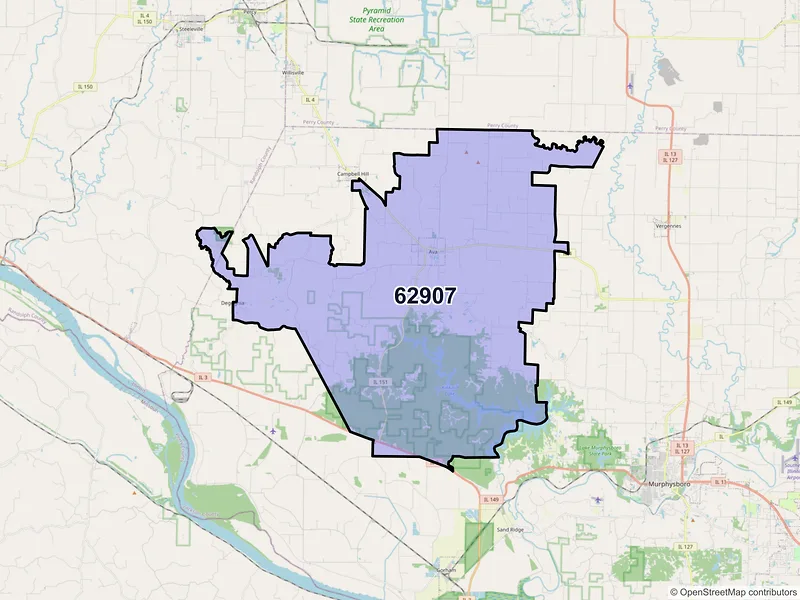 Map of ZIP Code 62907 — Ava, IL