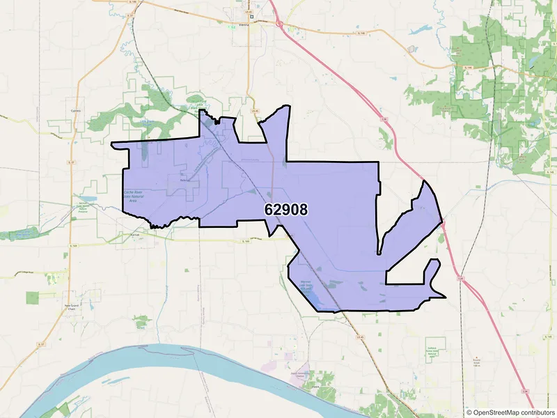 Map of ZIP Code 62908 — Belknap, IL