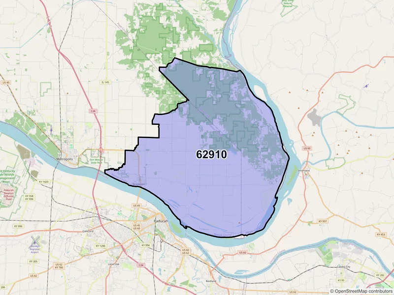 Map of ZIP Code 62910 — Brookport, IL