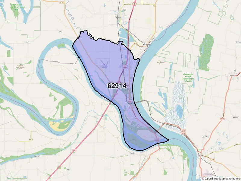 Map of ZIP Code 62914 — Cairo, IL