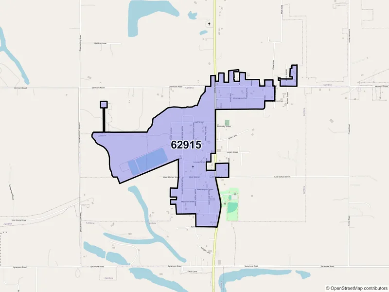 Map of Cambria, Illinois and ZIP codes