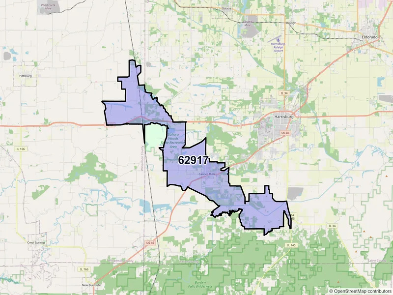 Map of ZIP Code 62917 — Carrier Mills, IL