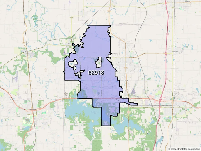 Map of ZIP Code 62918 — Carterville, IL