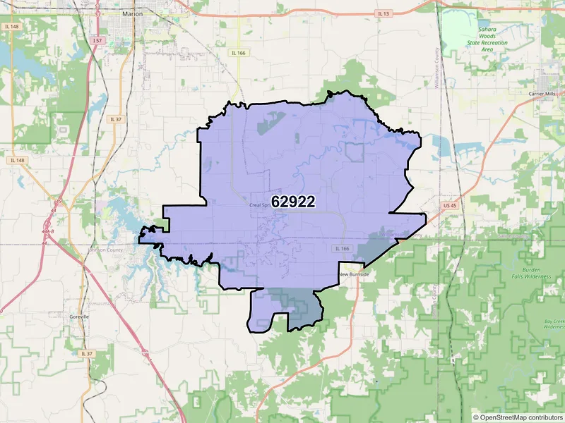 Map of ZIP Code 62922 — Creal Springs, IL