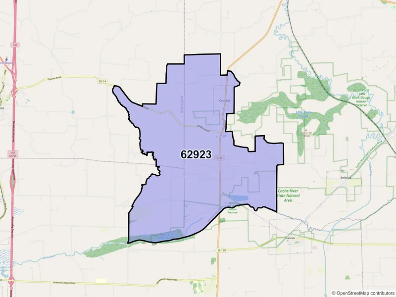 Map of Cypress, Illinois and ZIP codes