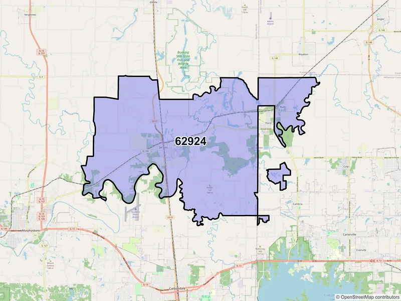 Map of ZIP Code 62924 — De Soto, IL