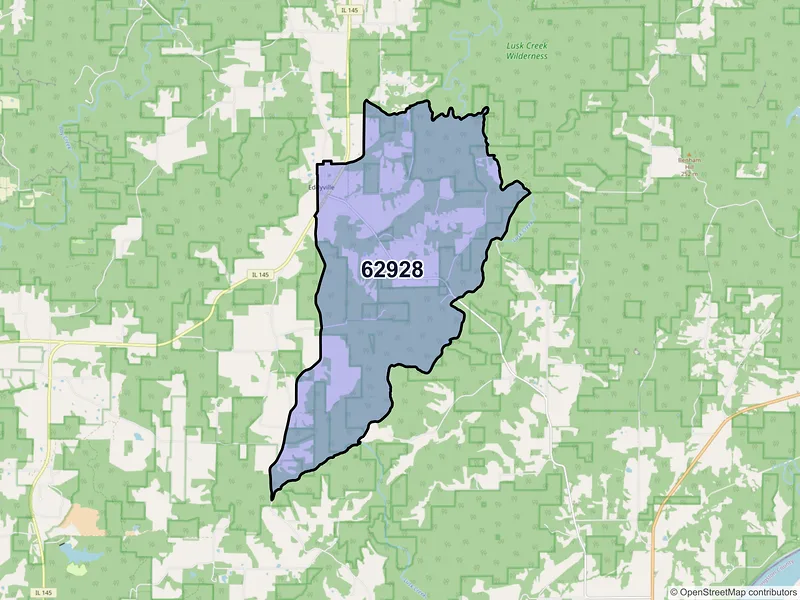 Map of ZIP Code 62928 — Eddyville, IL