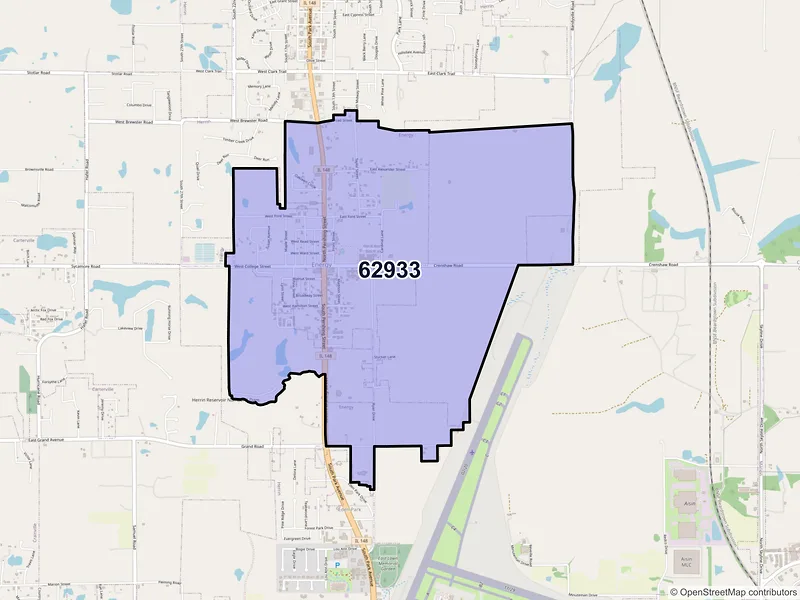Map of ZIP Code 62933 — Energy, IL