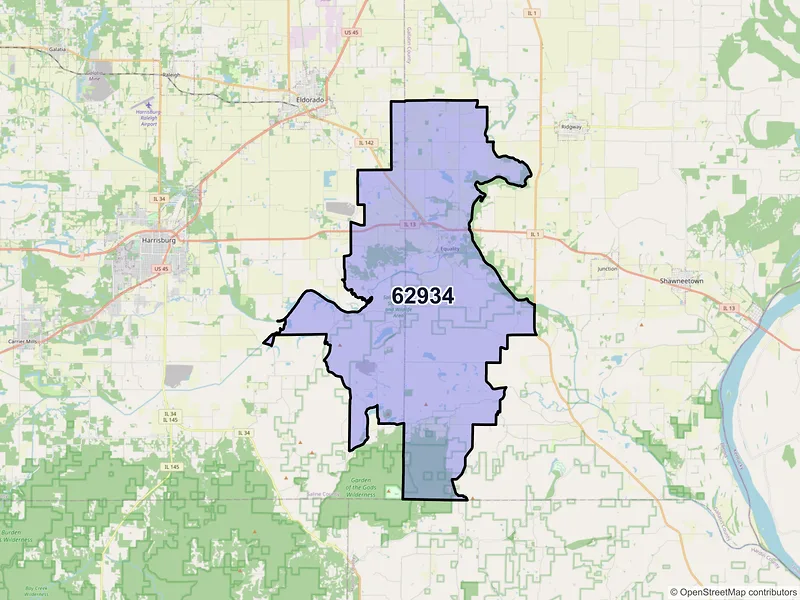 Map of ZIP Code 62934 — Equality, IL