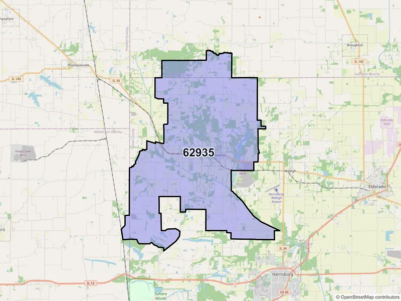 Map of ZIP Code 62935 — Galatia, IL