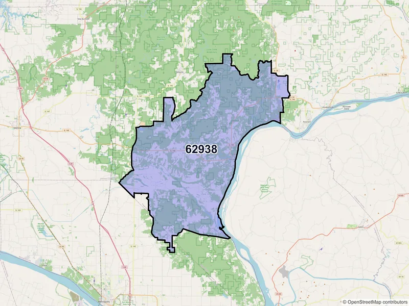 Map of ZIP Code 62938 — Golconda, IL