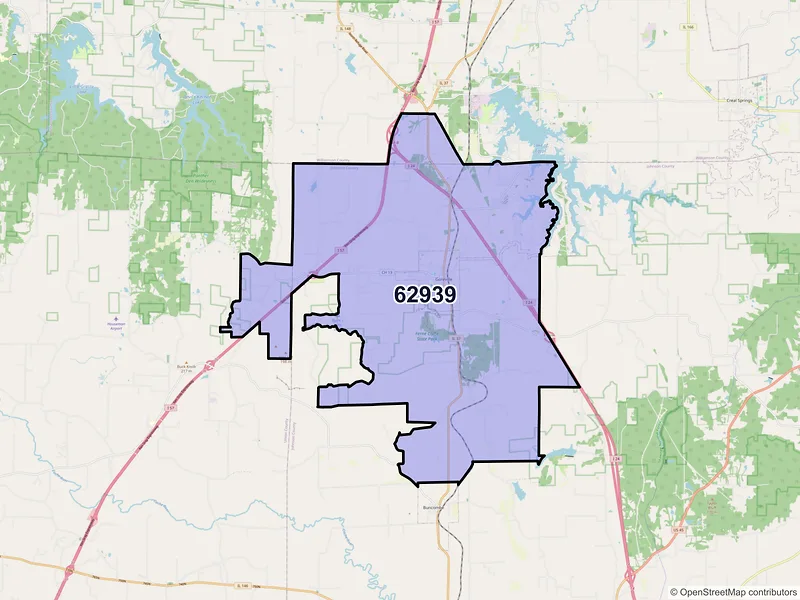 Map of ZIP Code 62939 — Goreville, IL
