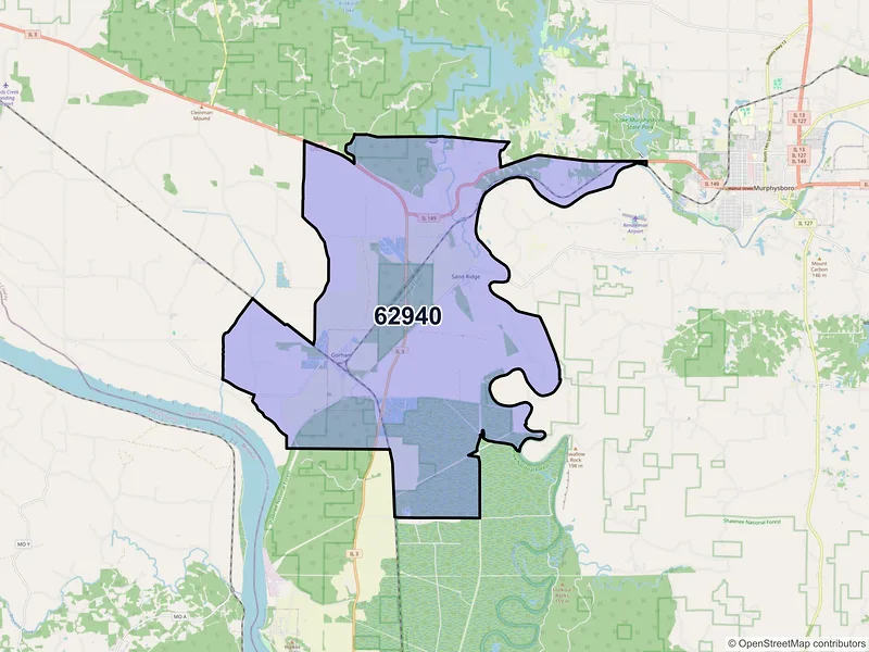 Map of ZIP Code 62940 — Gorham, IL