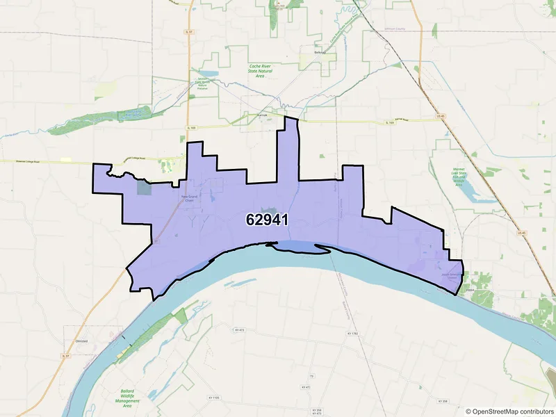 Map of ZIP Code 62941 — Grand Chain, IL
