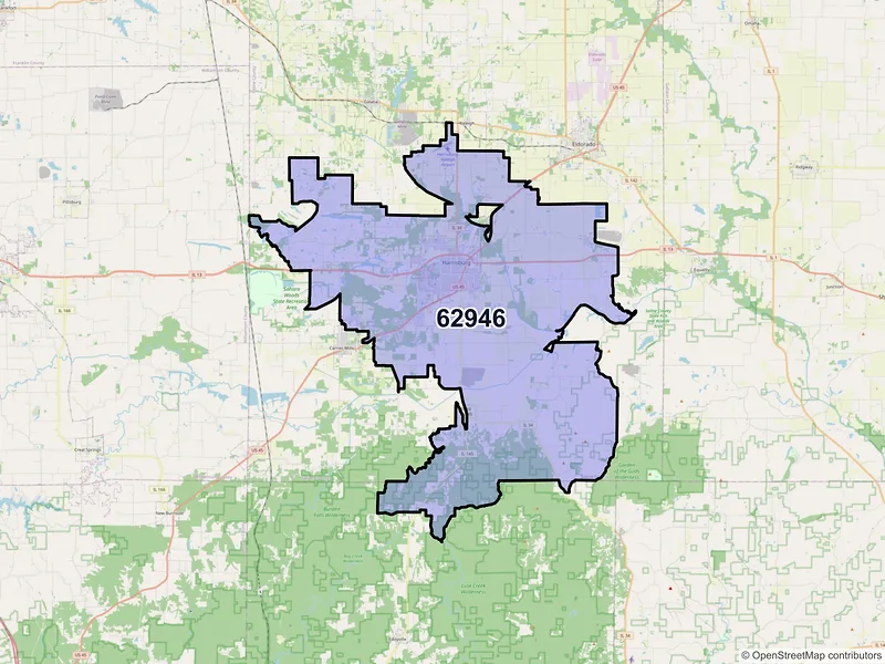 Map of ZIP Code 62946 — Harrisburg, IL
