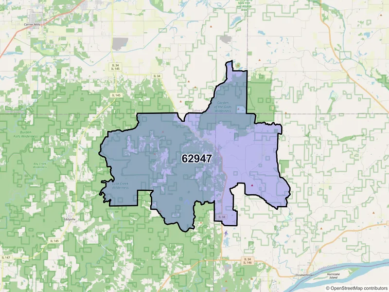 Map of ZIP Code 62947 — Herod, IL
