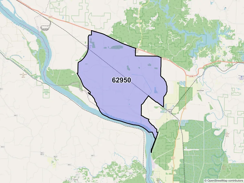 Map of ZIP Code 62950 — Jacob, IL