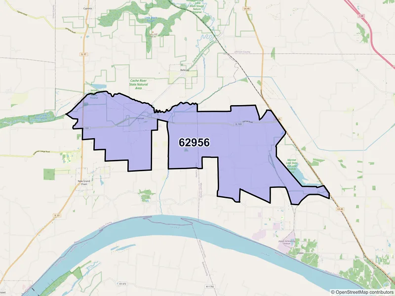 Map of ZIP Code 62956 — Karnak, IL