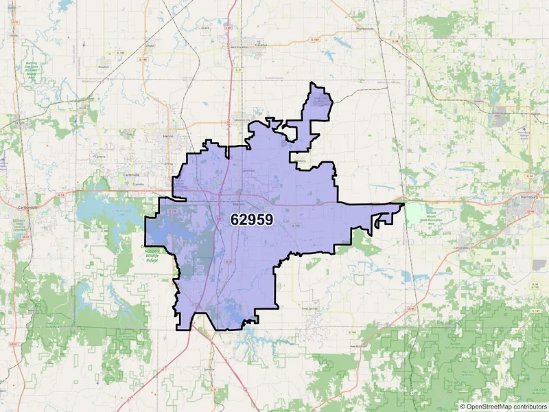 Map of ZIP Code 62959 — Marion, IL
