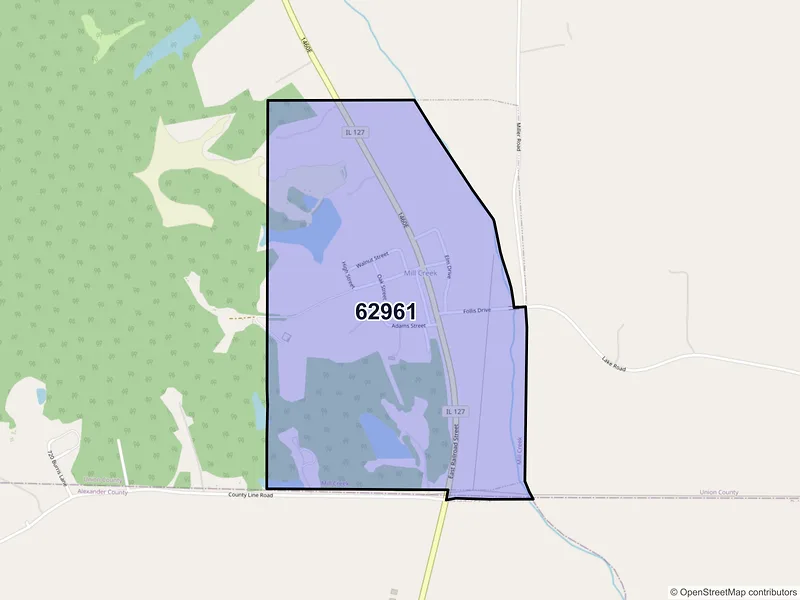 Map of Millcreek, Illinois and ZIP codes