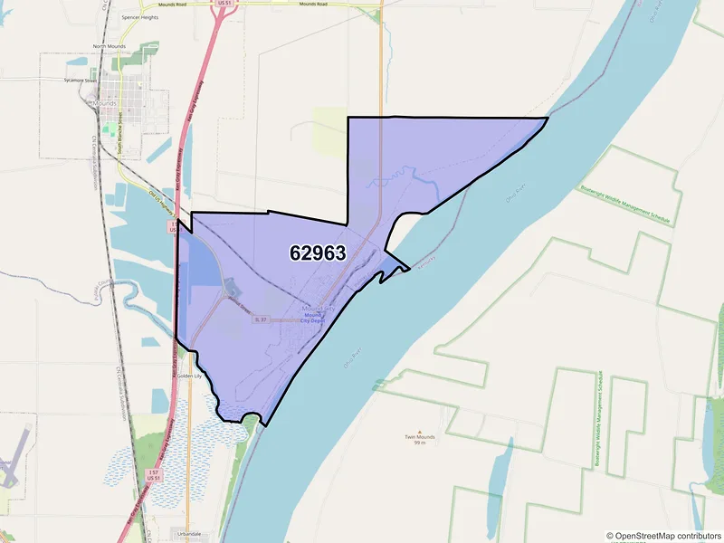 Map of Mound City, Illinois and ZIP codes