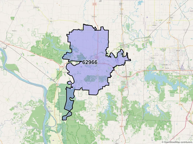 Map of ZIP Code 62966 — Murphysboro, IL