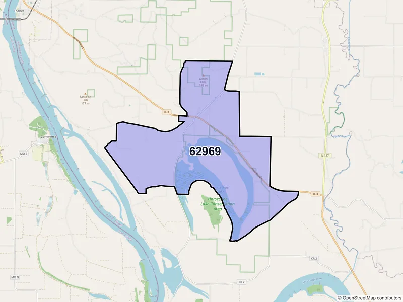 Map of Olive Branch, Illinois and ZIP codes