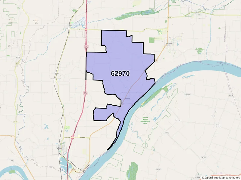 Map of ZIP Code 62970 — Olmsted, IL