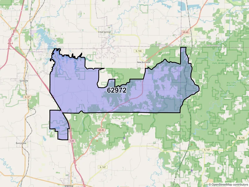 Map of ZIP Code 62972 — Ozark, IL