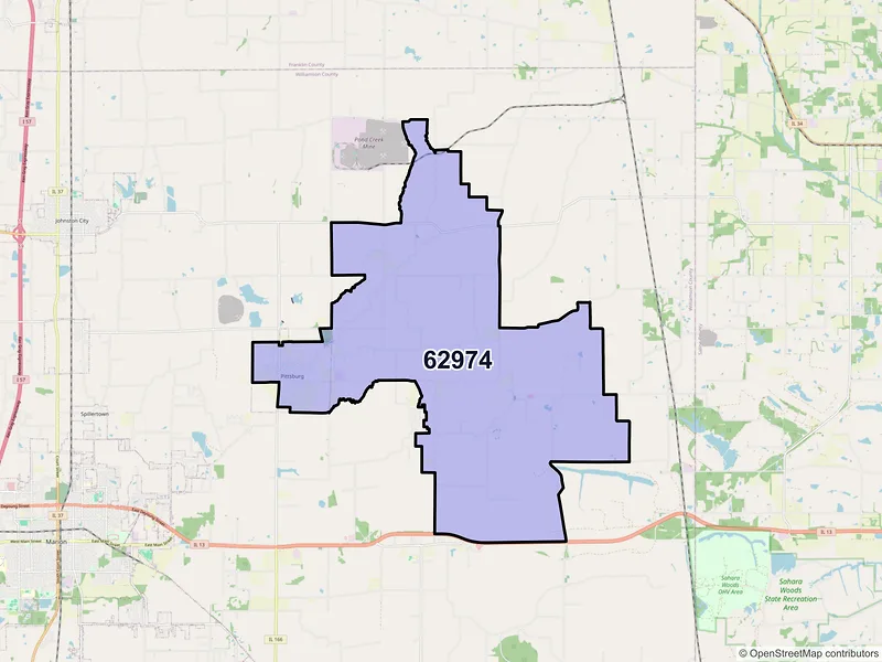 Map of ZIP Code 62974 — Pittsburg, IL
