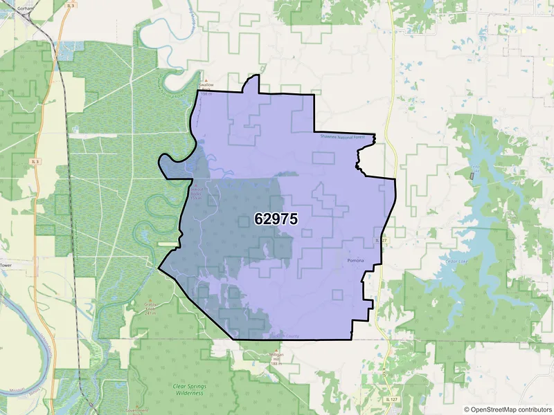 Map of ZIP Code 62975 — Pomona, IL