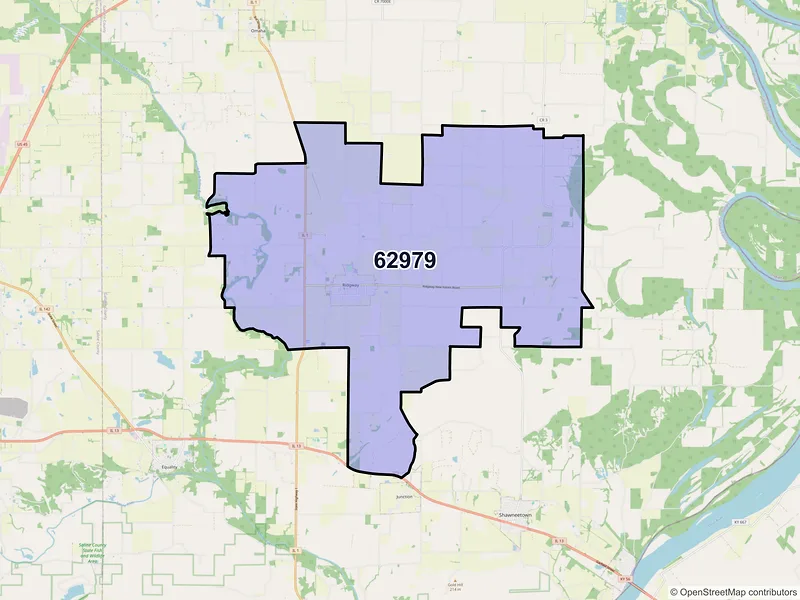 Map of ZIP Code 62979 — Ridgway, IL