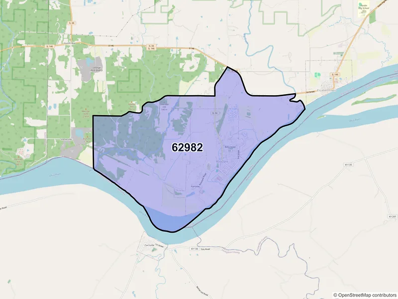 Map of ZIP Code 62982 — Rosiclare, IL
