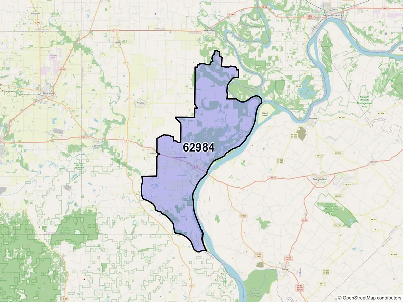 Map of ZIP Code 62984 — Shawneetown, IL