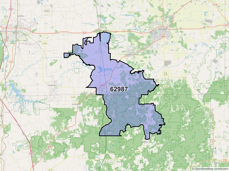 Map of ZIP Code 62987 — Stonefort, IL
