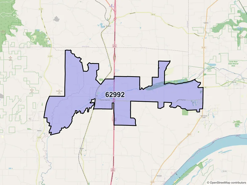 Map of ZIP Code 62992 — Ullin, IL