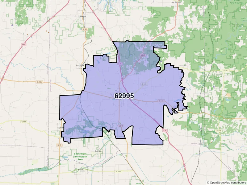 Map of Vienna, Illinois and ZIP codes