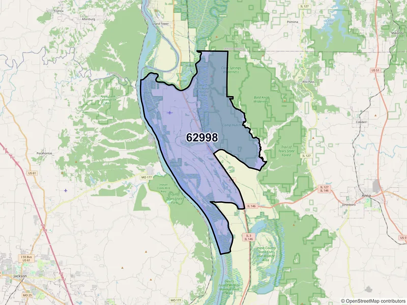 Map of Wolf Lake, Illinois and ZIP codes