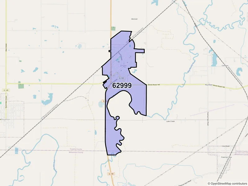 Map of ZIP Code 62999 — Zeigler, IL