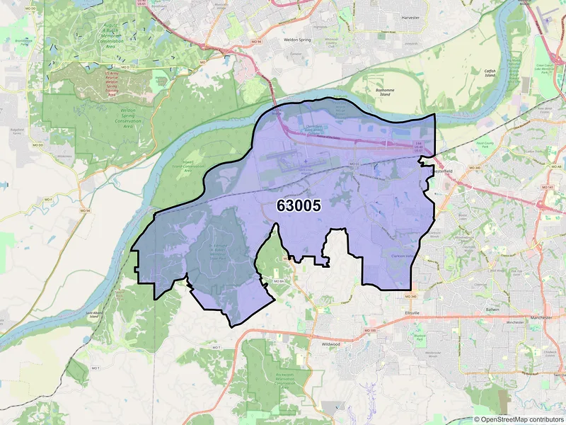Map of ZIP Code 63005 — Chesterfield, MO