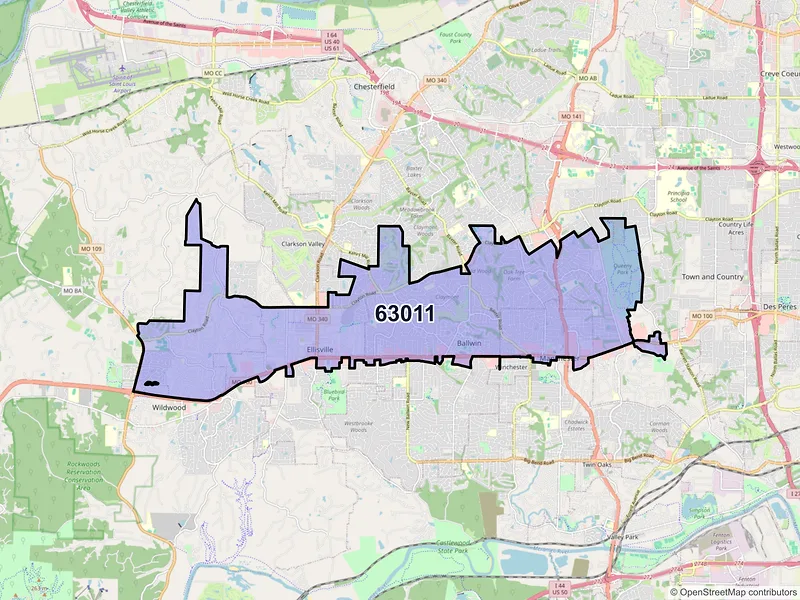 Map of ZIP Code 63011 — Ballwin, MO