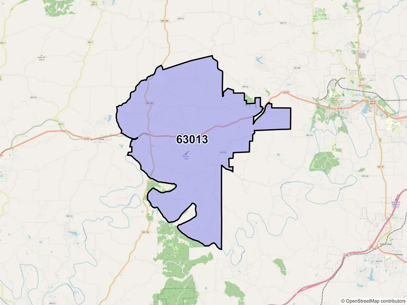 Map of ZIP Code 63013 — Beaufort, MO