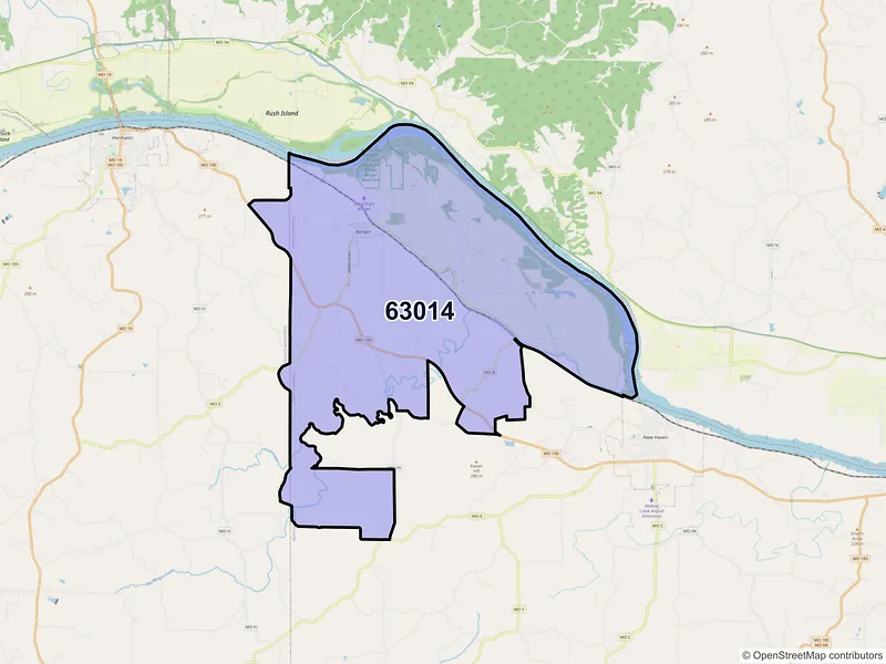 Map of ZIP Code 63014 — Berger, MO