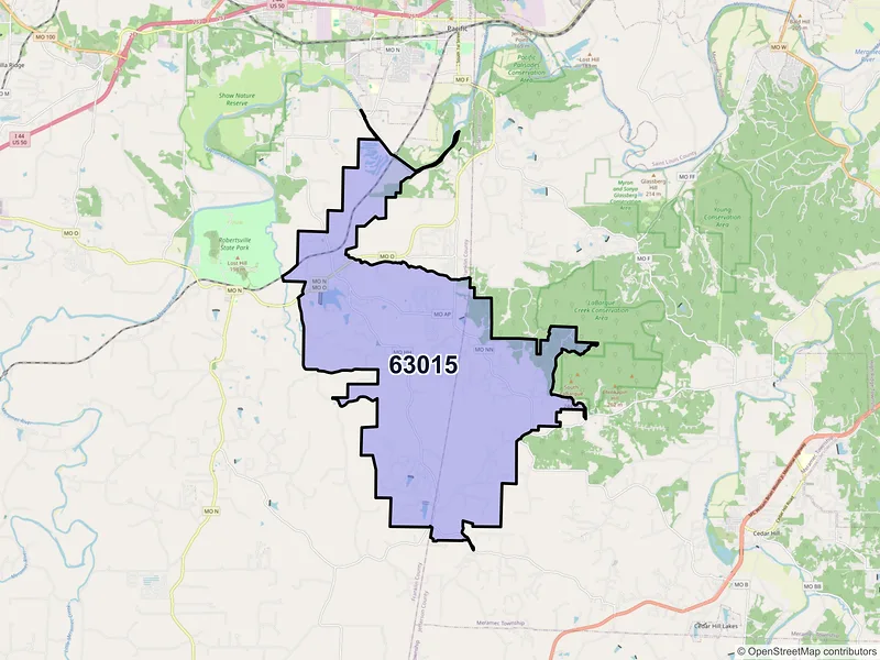 Map of ZIP Code 63015 — Catawissa, MO