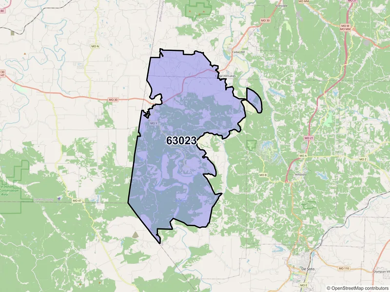 Map of ZIP Code 63023 — Dittmer, MO