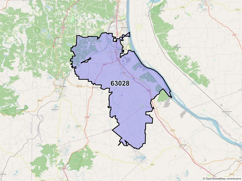 Map of ZIP Code 63028 — Festus, MO