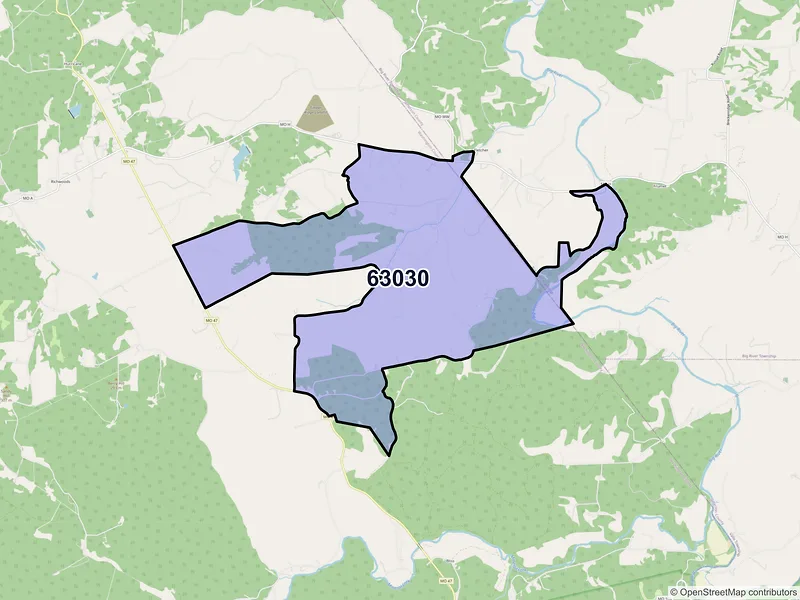 Map of ZIP Code 63030 — Fletcher, MO