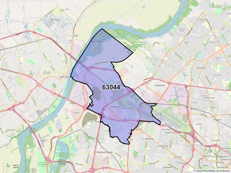 Map of ZIP Code 63044 — Bridgeton, MO