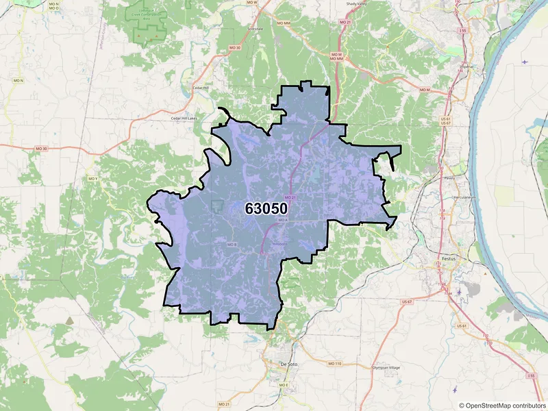 Map of ZIP Code 63050 — Hillsboro, MO