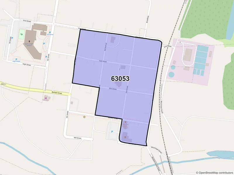 Map of Kimmswick, Missouri and ZIP codes
